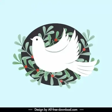 dove icon elegant flat sketch