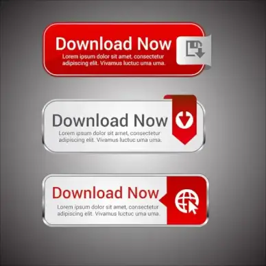 download buttons set design with horizontal illustration