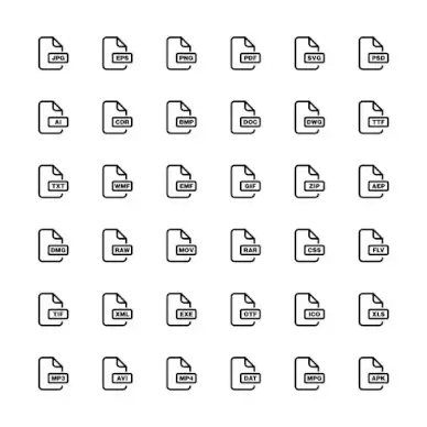 download files set line art icon vector template illustration design