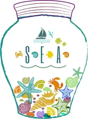 drawing bottle of the sea life