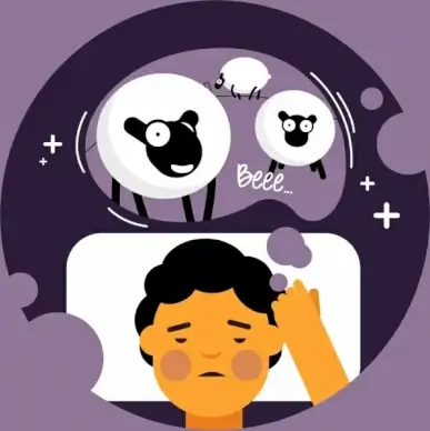 dream background sleeping man sheep count icons