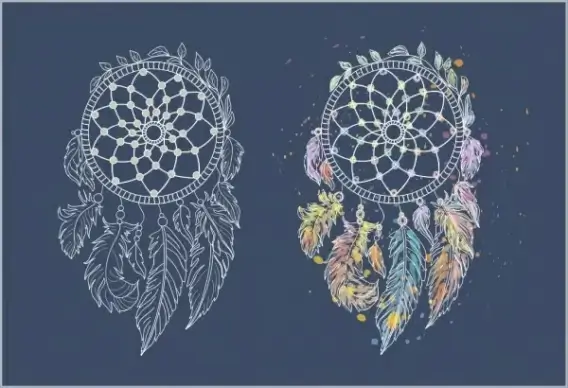 dream catcher templates classical handdrawn sketch