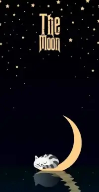 dreaming background sleeping cat crescent icons dark design