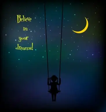 dreaming background swinging girl dark sky decoration