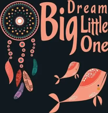 dreaming design elements whales dream catcher icons