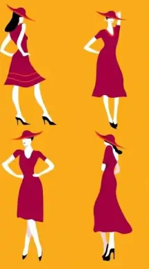 dress fashion collection model icons red design