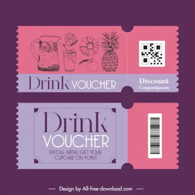 drink voucher template flat dark handdrawn retro 