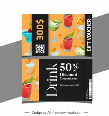 drink voucher templates  elegant cocktail decor