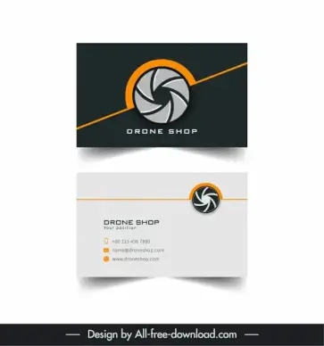 drone business card template circle line decor