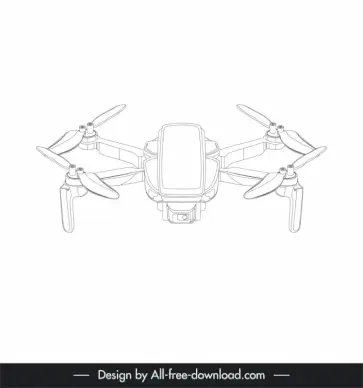 drone flycam device design elements handdrawn 3d outline