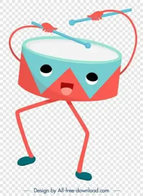 drum music instrument icon cute stylized cartoon design