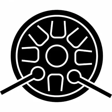 drum steelpan sign icon flat contrast symmetric black white outline