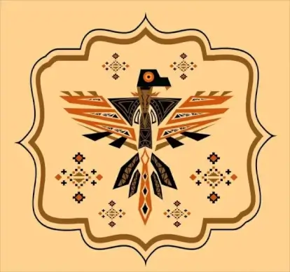 eagle icon geometric tribal style colored flat decoration