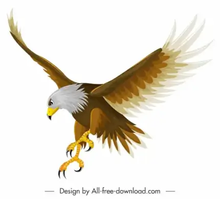 eagle icon hunting gesture colored cartoon sketch