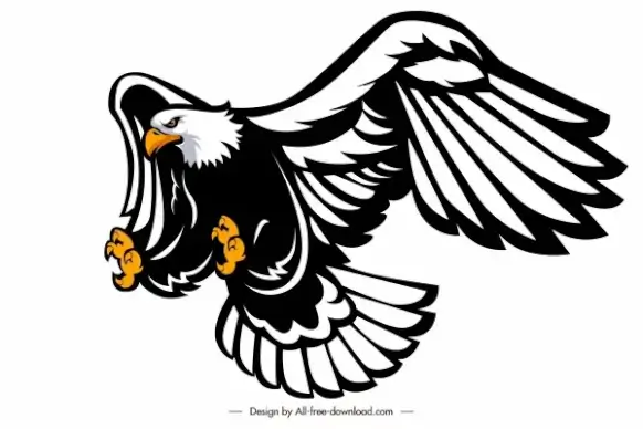 eagle icon hunting sketch dynamic handdrawn design