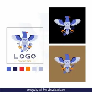 eagle logo template colorful flat symmetric sketch