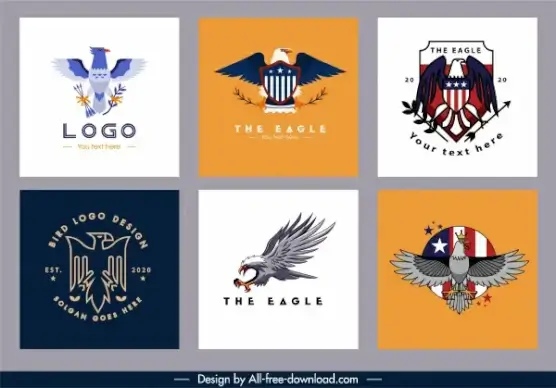 eagle logo templates colorful flat elegant design