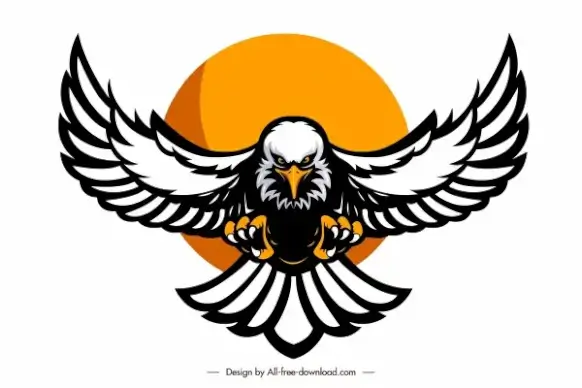 eagle logotype powerful flying sketch symmetric handdrawn design
