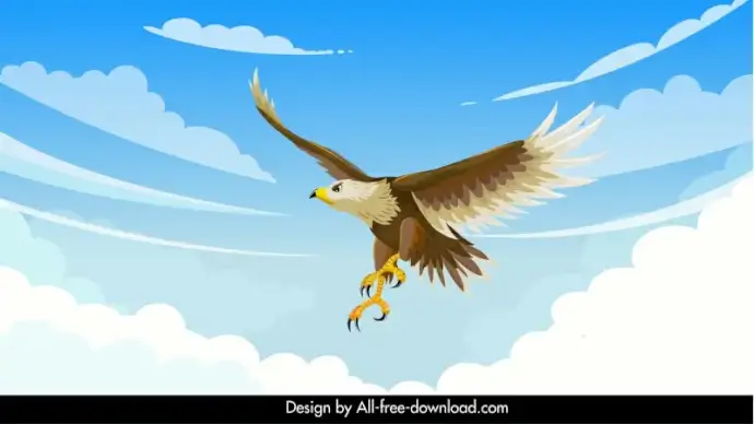 eagle on air background dynamic cartoon flying bird