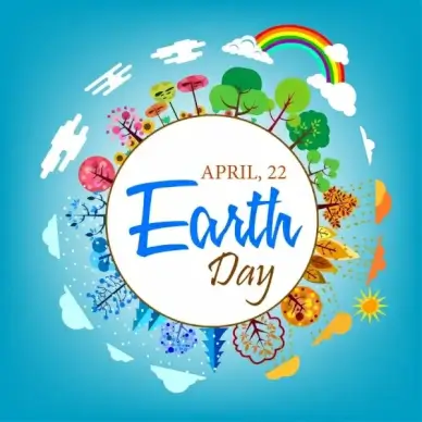 earth day banner circle decoration tree icons