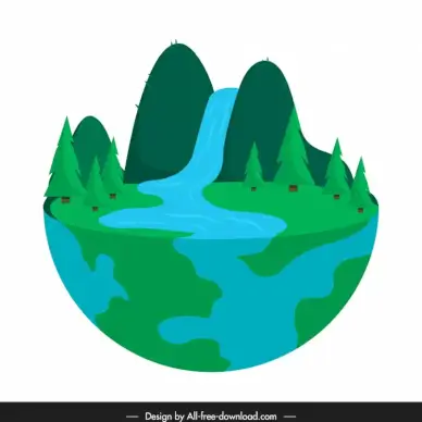 earth ecology protection design element 3d globe nature sketch