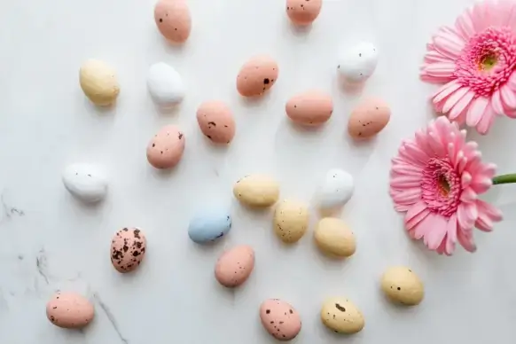 easter backdrop picture bright elegant eggs flowers decor