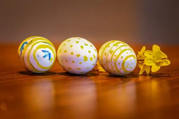 easter backdrop picture elegant decorated eggs closeup