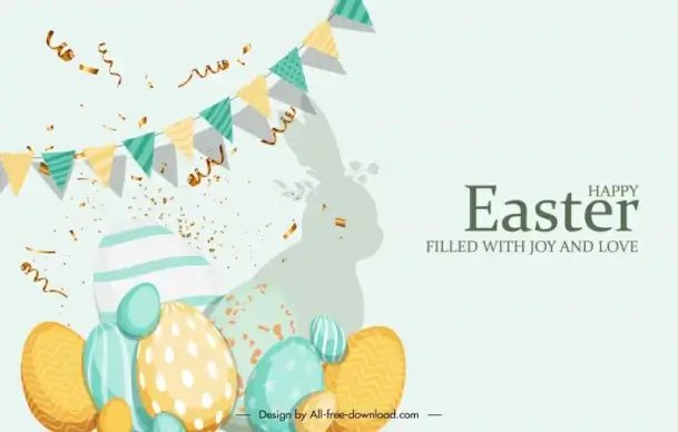 easter background aesthetic template silhouette rabbit eggs ribbon decor