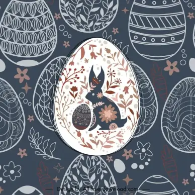 easter background preppy dark classic eggs rabbit flowers