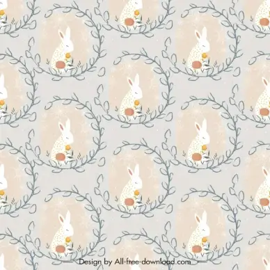easter background preppy template repeating classic rabbit leaves