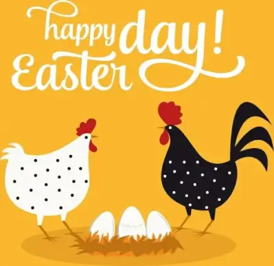 easter banner chicken egg icons colored cartoon design