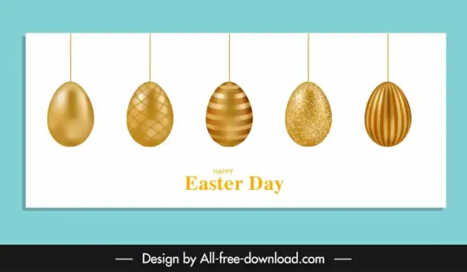 easter banner template  luxury golden easter eggs decor