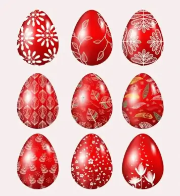 easter eggs icons shiny red design natural decor