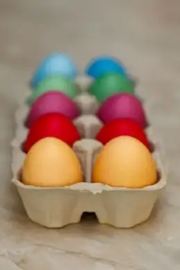 easter eggs in a carton