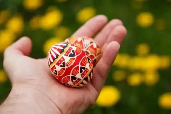 easter eggs in hand