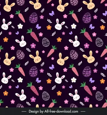   easter  pattern template dark repeating design rabbit eggs carrot floras decor