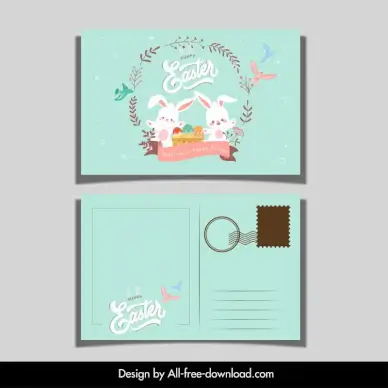 easter postcard template cute flat design 