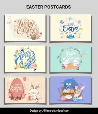 easter postcards templates collection cute classic design 