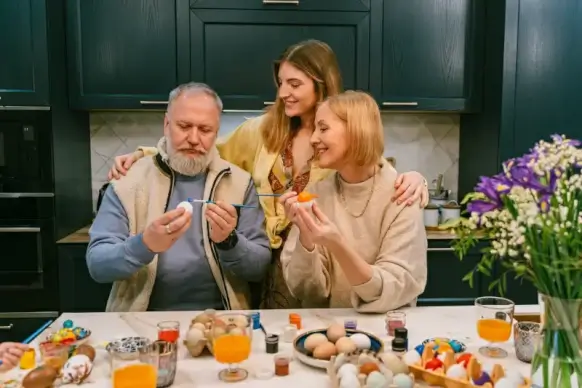 easter preparation picture happy family gathering