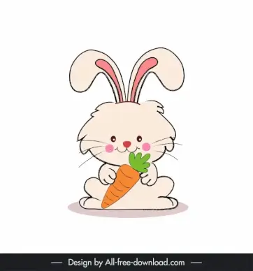 easter rabbit with carrot icon cute carton sketch
