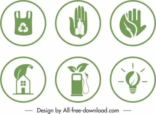 eco badge templates circle shapes green flat symbols