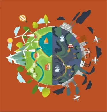 eco banner design with 3d contrasted earth illustration