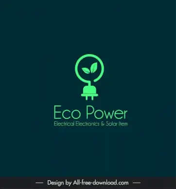 eco power logo template plug electrical line leaf sketch flat contrast design