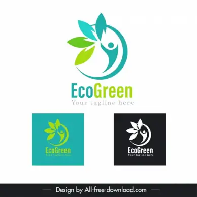 ecogreen logo template dynamic flat petals human symbol