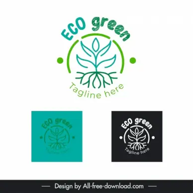 ecogreen logo template symmetric tree symbols