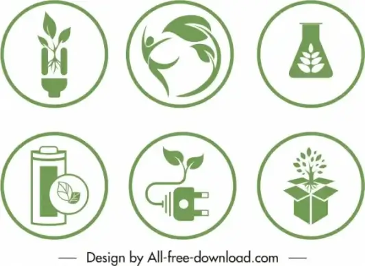 ecological sign templates green flat environmental elements
