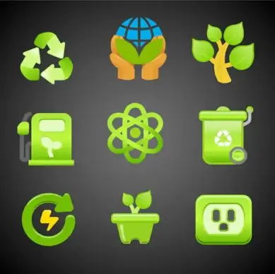 ecology icons design with green color