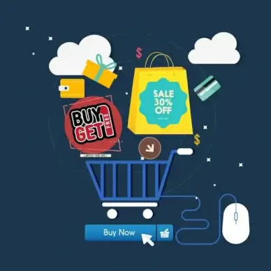 ecommerce background shopping computing elements icons