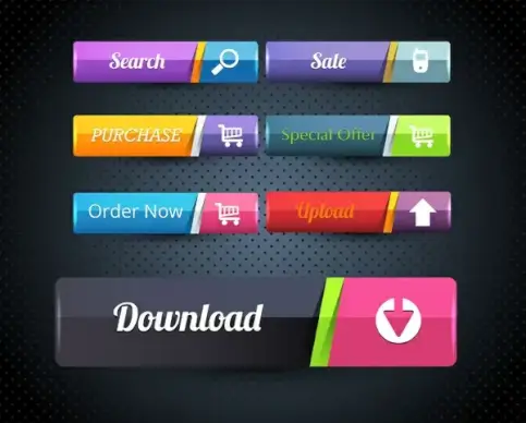 ecommerce buttons design elements illustration with horizontal tabs