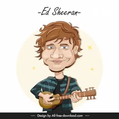 ed sheeran icon funny cartoon character sketch handdrawn design 